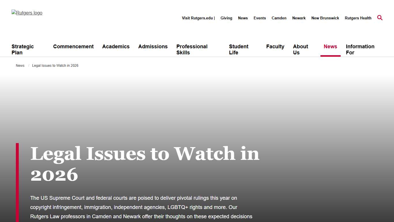 Legal Issues to Watch in 2026 Rutgers Law School